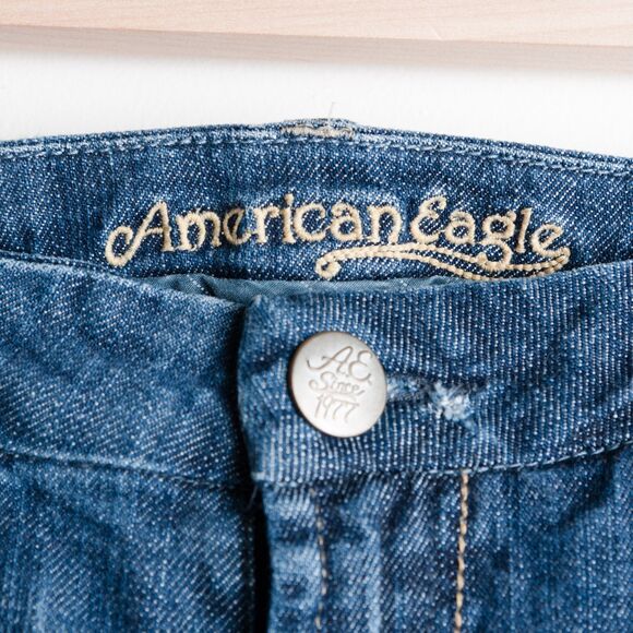 Vintage American Eagle Jeans Low Rise Flare Womens 8 R Medium Wash Y2K - Picture 2 of 15
